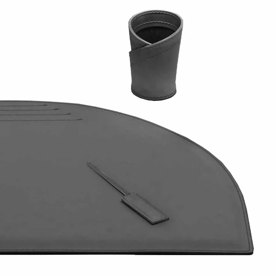 Skrivbordstillbehör i regenererat läder 4 delar tillverkade i Italien - Medea Viadurini