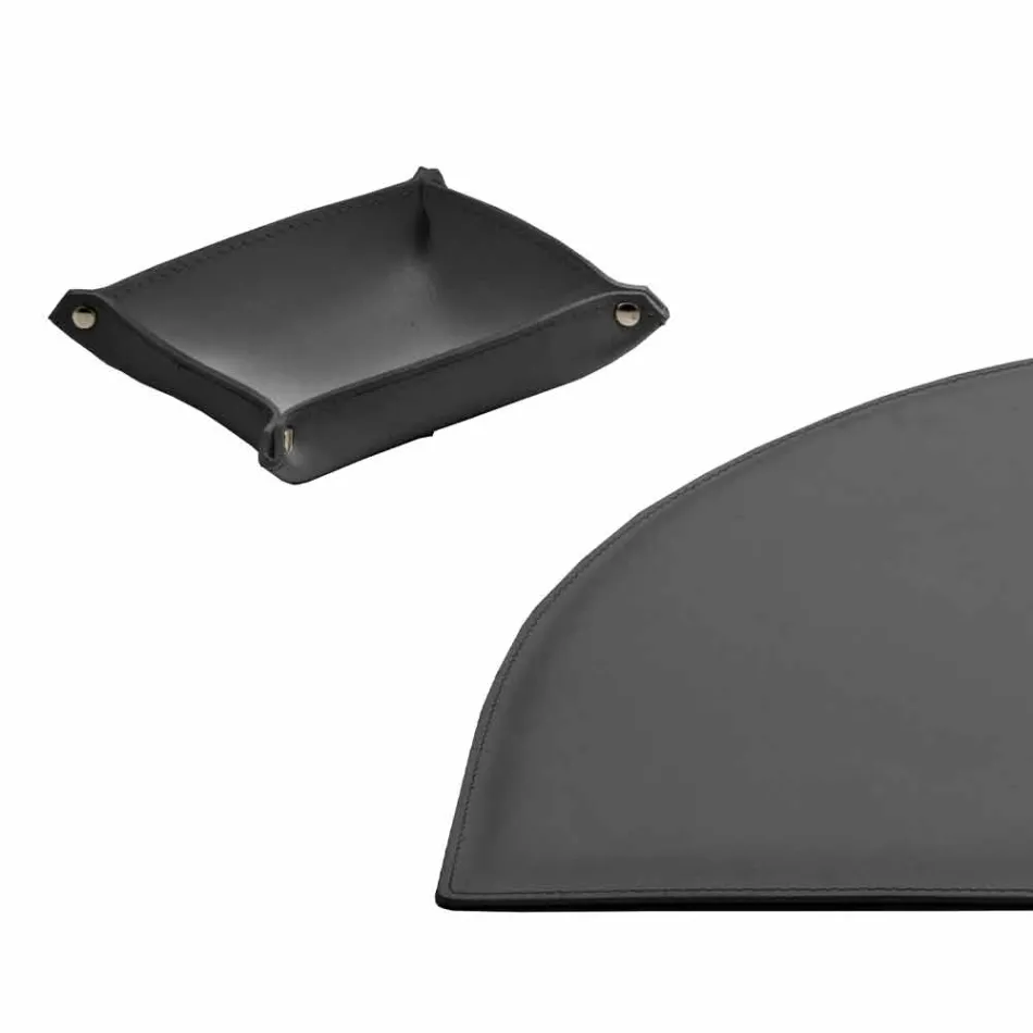 Skrivbordstillbehör i regenererat läder 4 delar tillverkade i Italien - Medea Viadurini