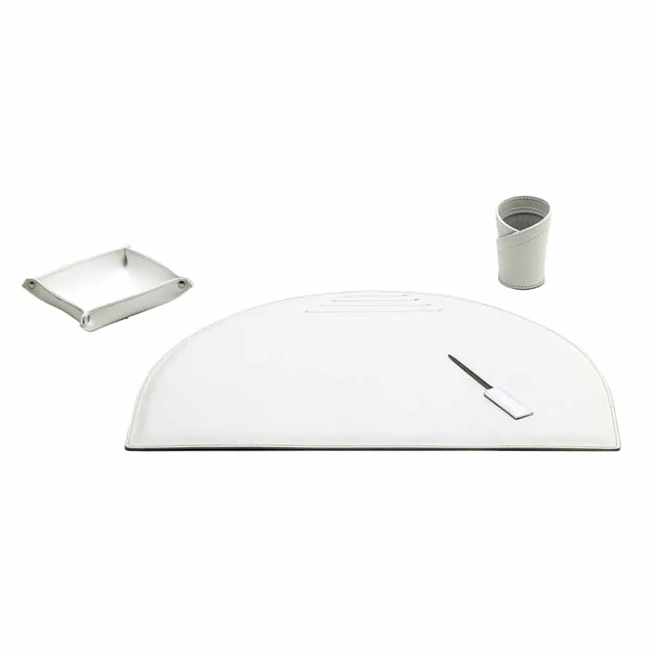 Skrivbordstillbehör i regenererat läder 4 delar tillverkade i Italien - Medea Viadurini