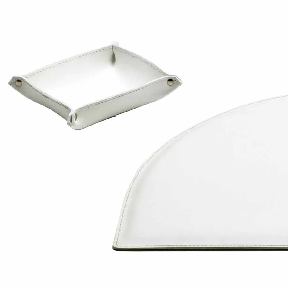 Skrivbordstillbehör i regenererat läder 4 delar tillverkade i Italien - Medea Viadurini