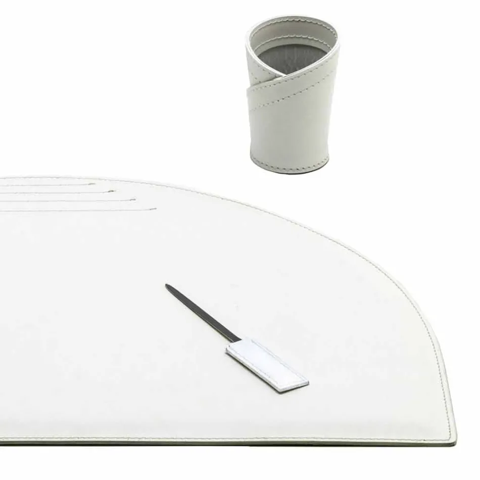 Skrivbordstillbehör i regenererat läder 5 delar tillverkade i Italien - Medea Viadurini