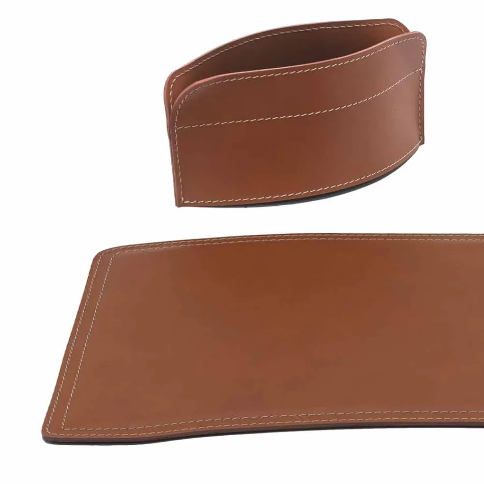 Tillbehör 4 delar regenererat läderbord tillverkat i Italien - Brando Viadurini