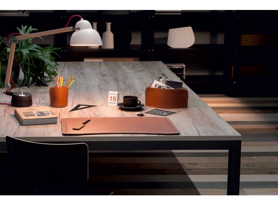 Tillbehör 4 delar regenererat läderbord tillverkat i Italien - Brando Viadurini