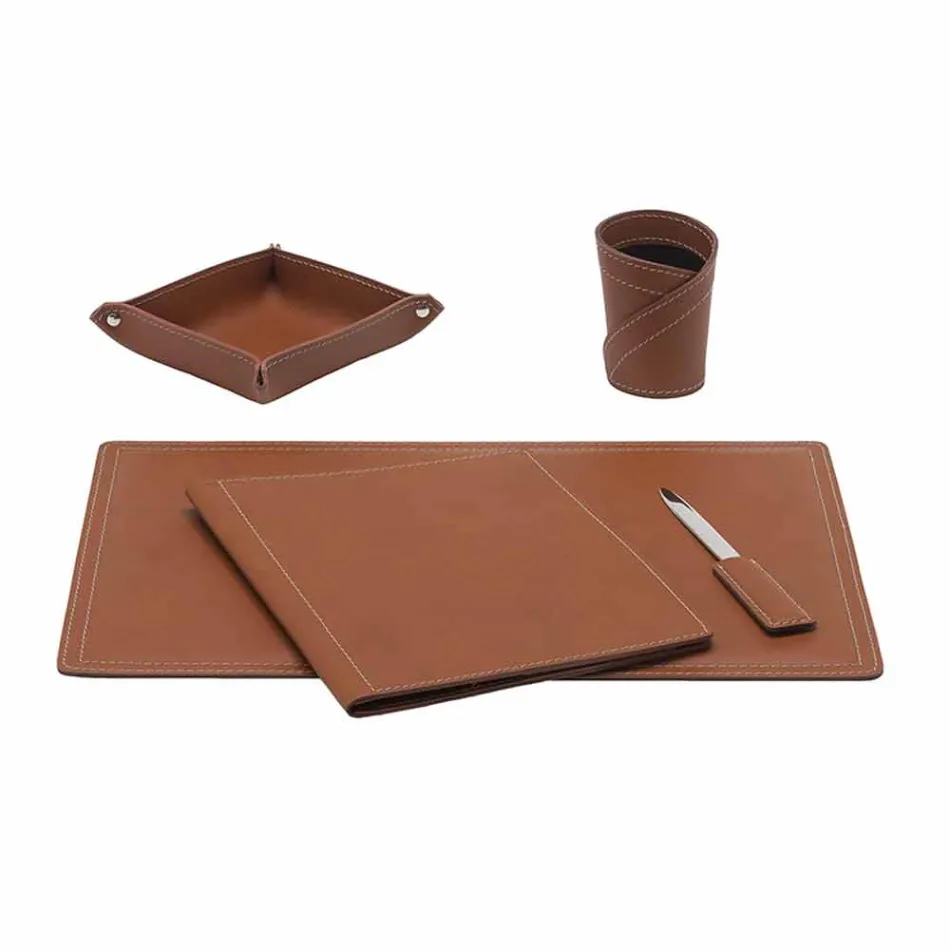 Tillbehör 5-bit regenererat läderbord tillverkat i Italien - Ascanio Viadurini