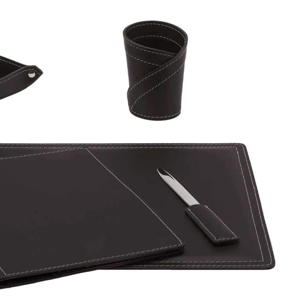 Tillbehör 5-bit regenererat läderbord tillverkat i Italien - Ascanio Viadurini