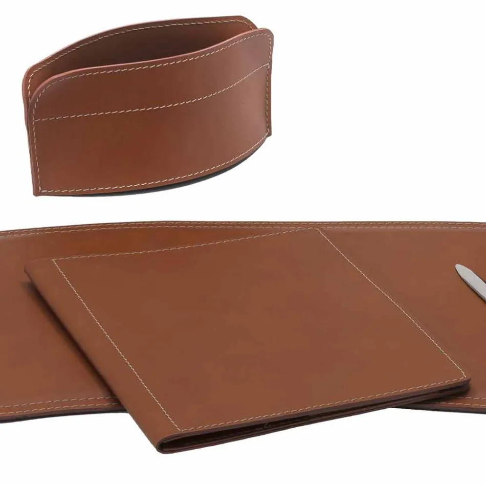 Tillbehör 5-stycks regenererat läderbord tillverkat i Italien - Brando Viadurini