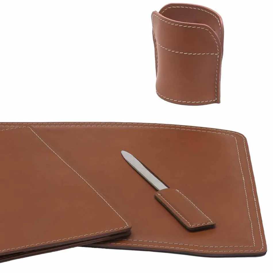 Tillbehör 5-stycks regenererat läderbord tillverkat i Italien - Brando Viadurini