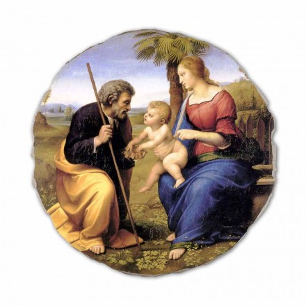 Fresco reproduktion Raffaello Sanzio &quot;heliga familjen med Palm Tree&quot; Viadurini
