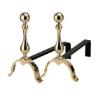 Mässing Öppen spis Andirons Höjd 32 cm Tillverkad i Italien - Björn Viadurini