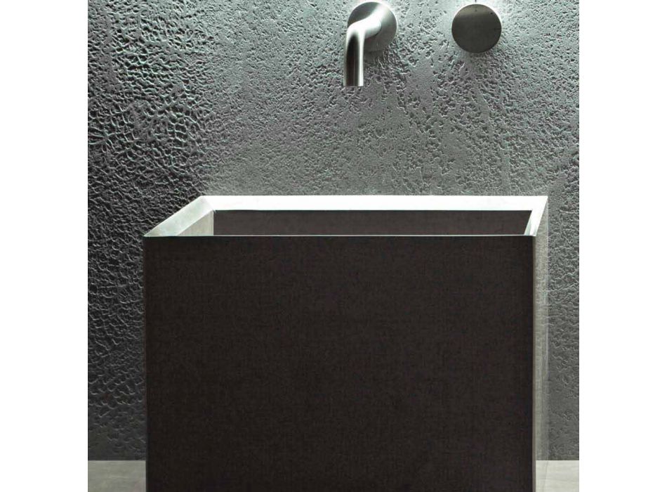 Bänkskiva i modern design, fyrkantig sten tvättställ - Farartlav1 Viadurini