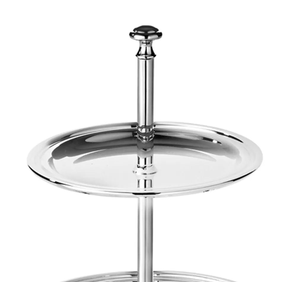 Stativ för godis, kakor, 2-nivå buffé i lyxig silverpläterad metall-Gengo Viadurini