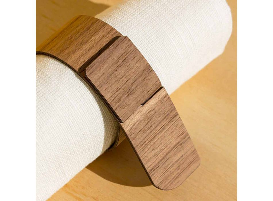 Ring servettring i trä och tyg Tillverkad i Italien - Abraham Viadurini