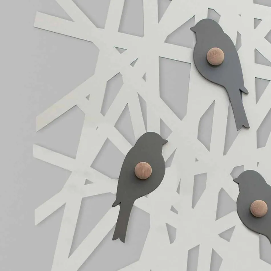 Väggrockställ i färgat trä med modern design - Alberuccell Viadurini