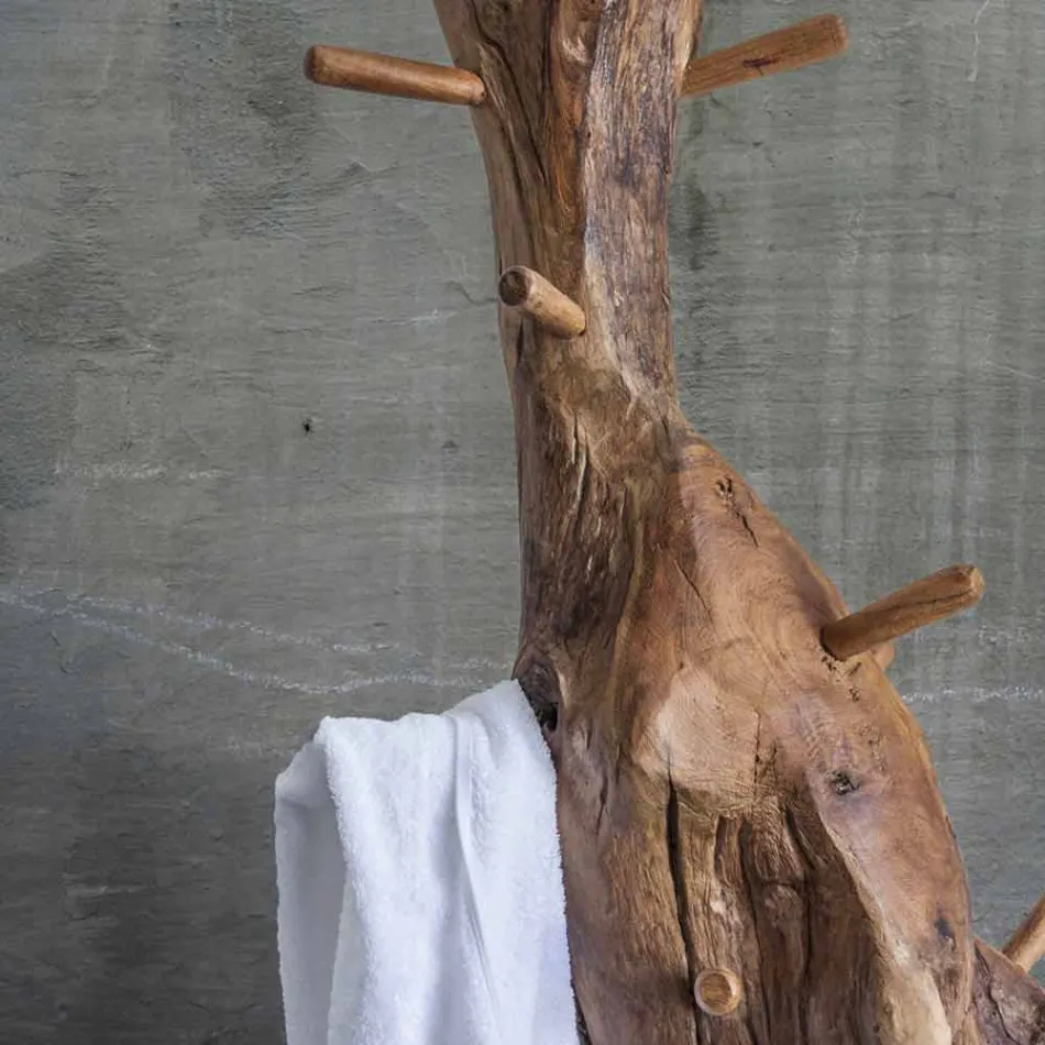 Kappstativ med struktur och pinnar i massiv teak - gran Viadurini