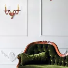 Klassisk 2-ljus vägglampa i handgjort italienskt glas och guldmetall - Oliver Viadurini