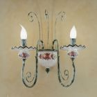 2 lampor Vägglampa i handdekorerad keramik och antik mässing - Sanremo Viadurini