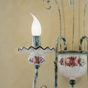 2 lampor Vägglampa i handdekorerad keramik och antik mässing - Sanremo