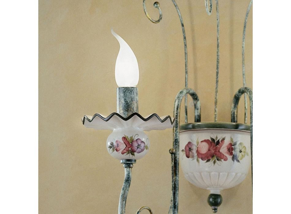 2 lampor Vägglampa i handdekorerad keramik och antik mässing - Sanremo Viadurini