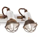 Vägglampa med 3 st Industrial Artisan Spotlights i järn och keramik - Loft Viadurini