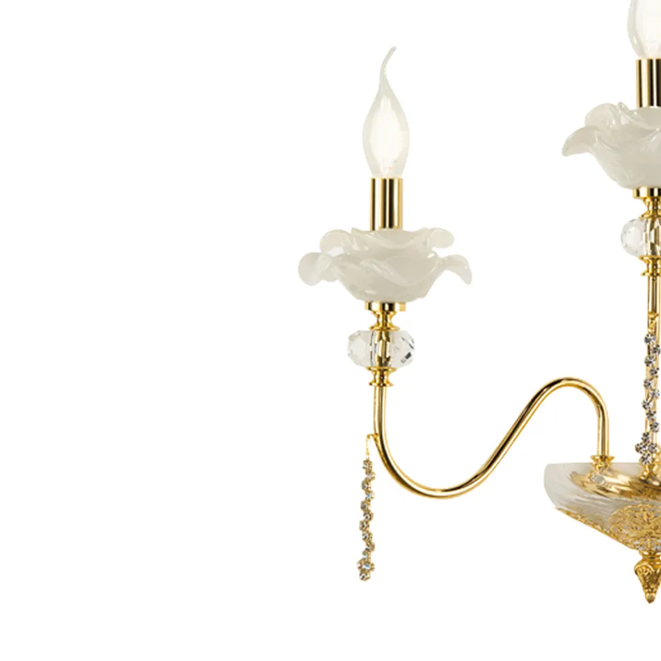 Classic 6 Light Vägglampa i glas, kristall och lyxmetall - Flandern Viadurini