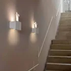 Vägglampa med 3 Led-lampor i Matt Vit Keramik med Umarell - Ometto Viadurini