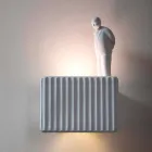 Vägglampa med 3 Led-lampor i Matt Vit Keramik med Umarell - Ometto Viadurini