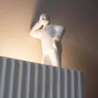 Vägglampa med 3 Led-lampor i Matt Vit Keramik med Umarell - Ometto Viadurini