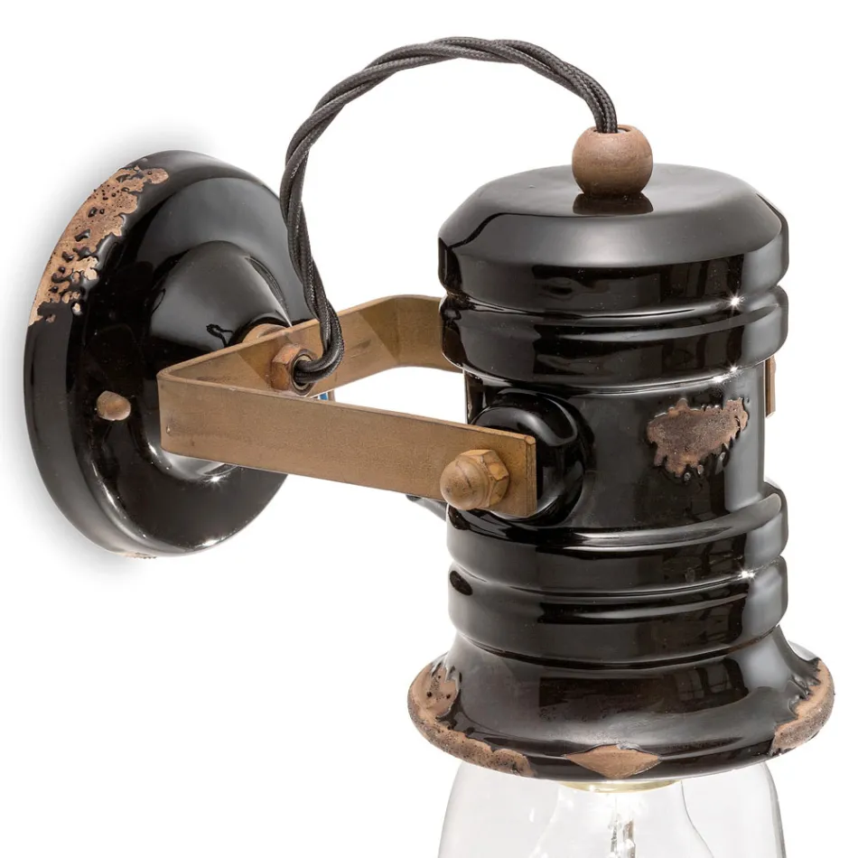 Väggapplikat spotlight i keramik, glas och metall olika finish Joy Ferroluce Viadurini