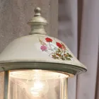 Trädgårdsvägglampa i aluminium med handmålade blommor - Bari Viadurini