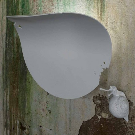 Vägglampa Design Leaf i vit keramik och snigel - snigel dekoration Viadurini