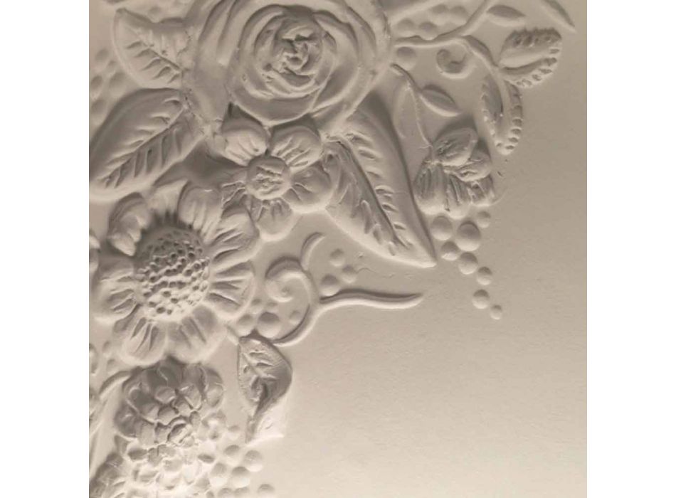 Väggapplikation i matt vit keramisk design med dekorativa blommor - Fluxo Viadurini