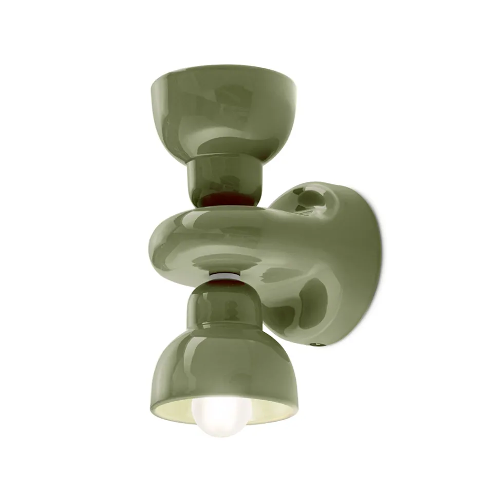 Keramisk vägglampa med 2 lampor tillverkad i Italien - Berimbau Viadurini