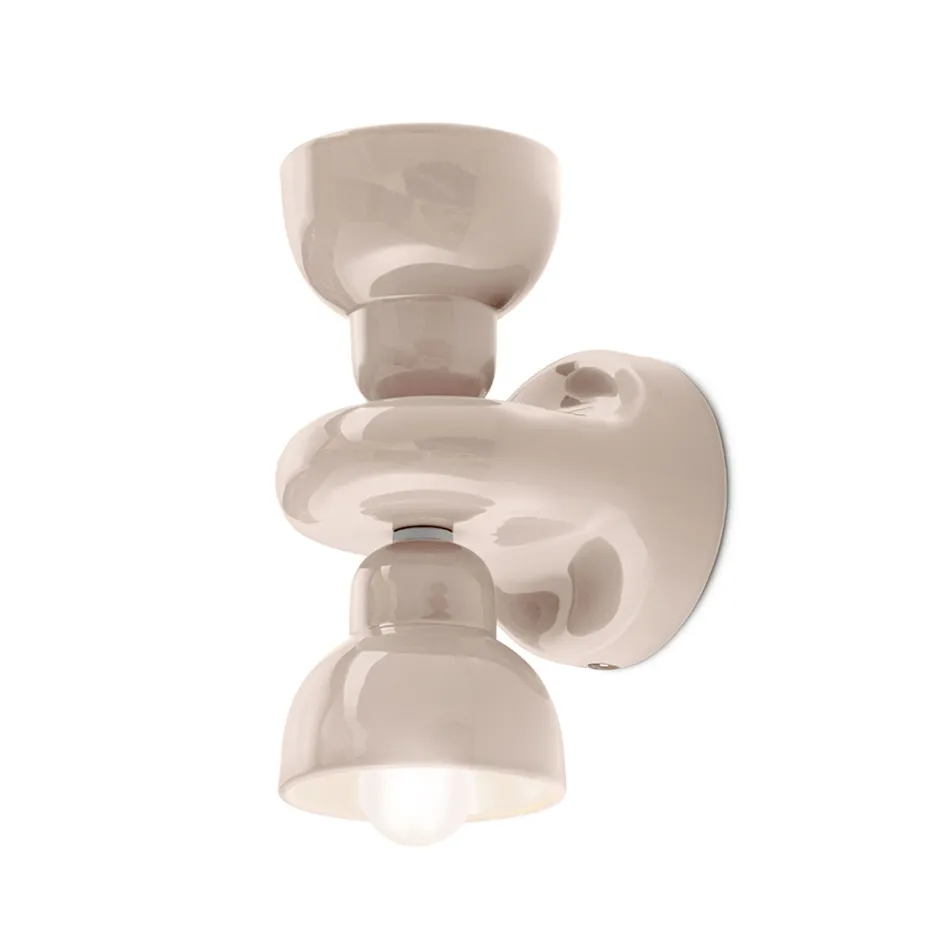 Keramisk vägglampa med 2 lampor tillverkad i Italien - Berimbau Viadurini