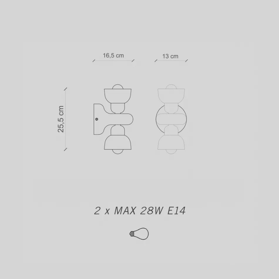 Keramisk vägglampa med 2 lampor tillverkad i Italien - Berimbau Viadurini