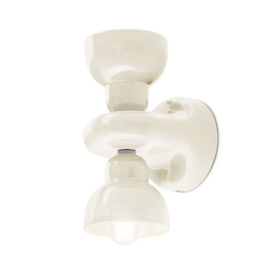 Keramisk vägglampa med 2 lampor tillverkad i Italien - Berimbau Viadurini