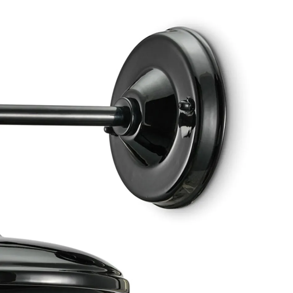 Vägglampa i svart keramik och järn Industriell vintagedesign - Bew Viadurini