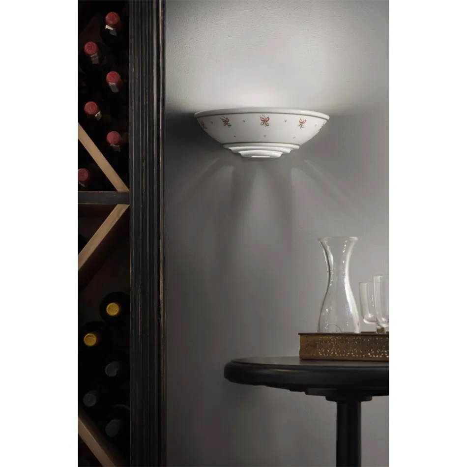 Halvmåne vägglampa i keramisk handmålad blommig - Trieste Viadurini