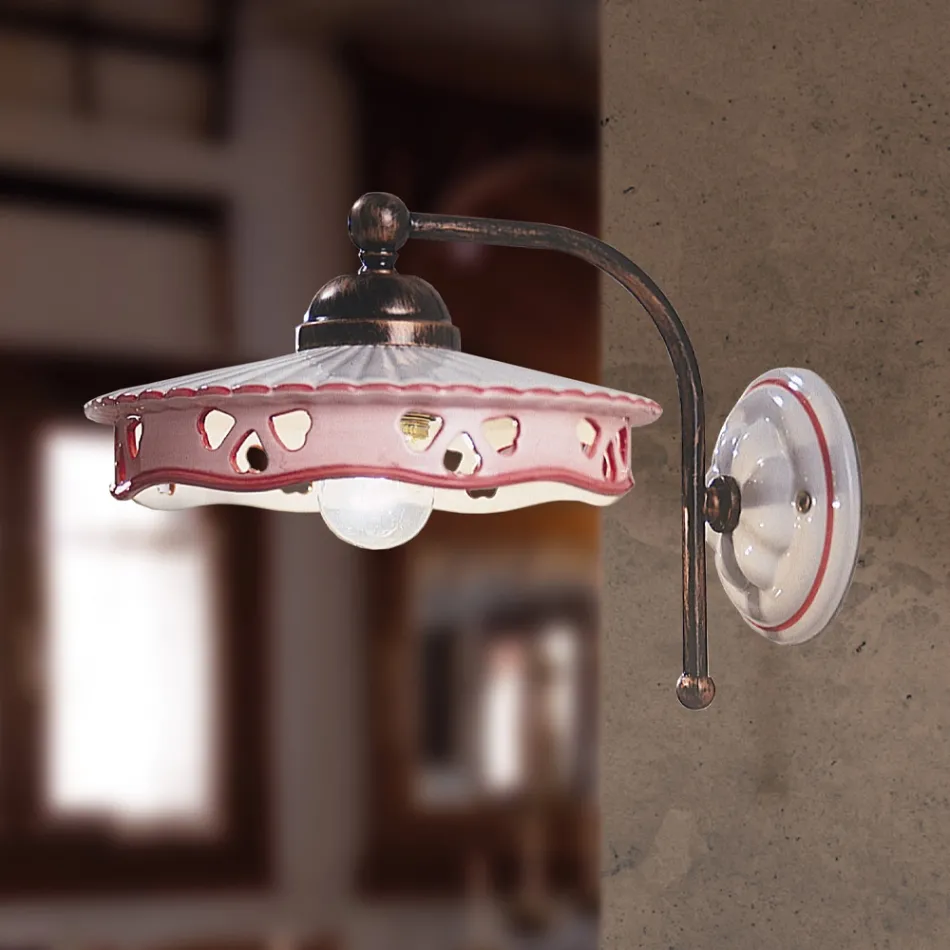 Vintage järnkeramisk vägglampa Handgjord perforerad - Alessandria Viadurini