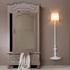 Högväggsapplikation i vit keramik och lampskärm i linnedesign - Cadabra Viadurini