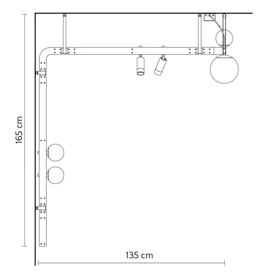Design Vägglampa i svart aluminium med sfärer och spotlights - Exodus Viadurini