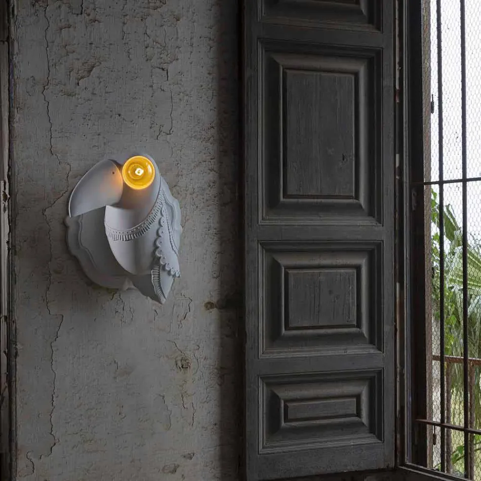 Vägglampa i matt vit keramisk modern italiensk design - Tucano Viadurini