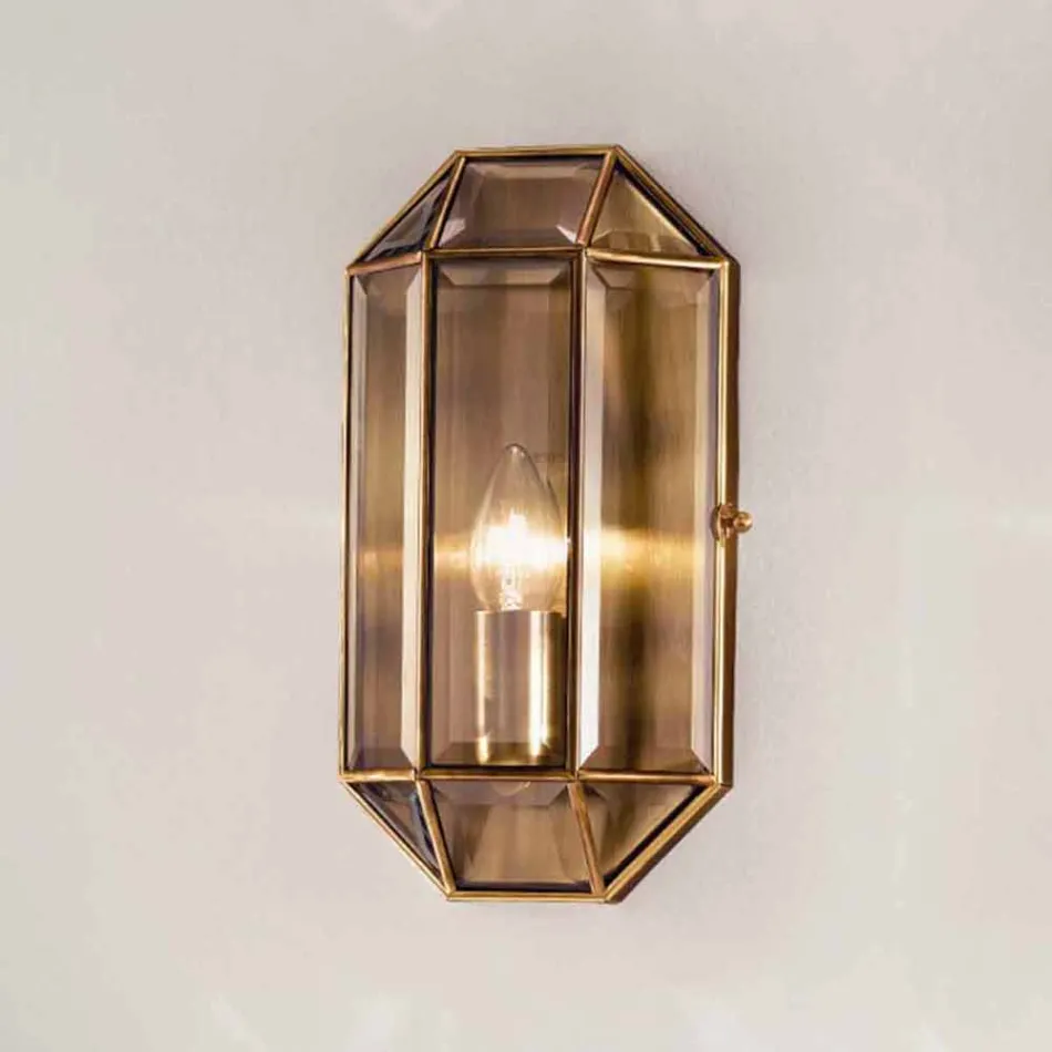 Handgjord vägglampa i glas och mässing 1 eller 2 lampor - bundet av Il Fanale Viadurini