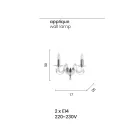 Klassisk vägglampa 2 lampor i vitt glas Handgjord i Italien - Malaysia Viadurini