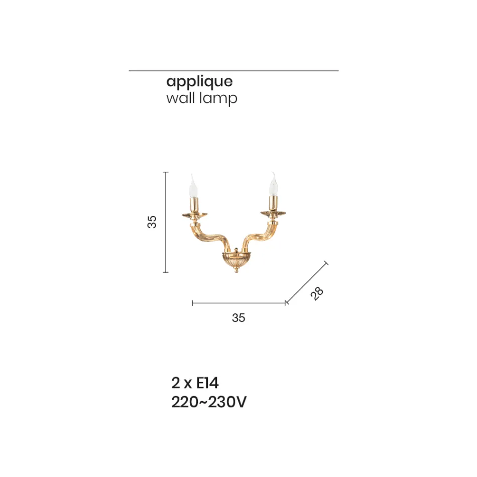 Klassisk vägglampa 2 lampor i handgjort Rigaton glas och metall - Fievole Viadurini
