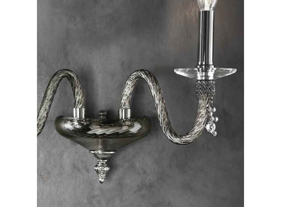 Klassisk vägglampa 2 lampor i blåst glas och handgjorda detaljer - Phaedra Viadurini