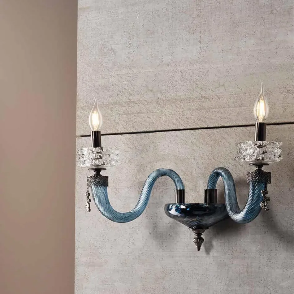 Klassisk vägglampa 2 lampor Handgjorda lyxglas tillverkade i Italien - saltlösning Viadurini