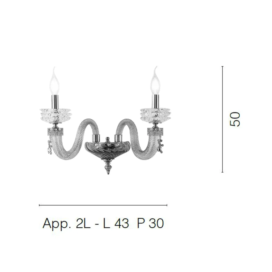Klassisk vägglampa 2 lampor Handgjorda lyxglas tillverkade i Italien - saltlösning Viadurini