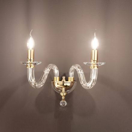Klassisk vägglampa 2 lampor Italienskt handgjort glas och metall - Rapallo Viadurini