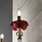 Klassisk vägglampa 2 ljus blåst glas och blommiga detaljer - Bluminda Viadurini