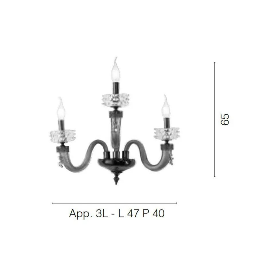 Klassisk vägglampa 3 lampor Handgjorda lyxglas tillverkade i Italien - saltlösning Viadurini